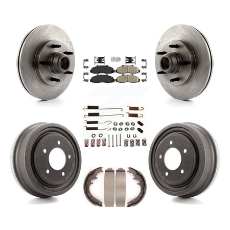 Front Rear Disc Brake Rotors Hub Assembly Ceramic Pads And Drum Kit (7Pc) For Ford F-150 K8A-105369