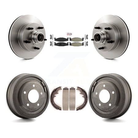 Front Rear Brake Rotor Hub Semi-Metallic Pad Drum Kit For Ford E-150 Econoline Club Wagon K8A-105382
