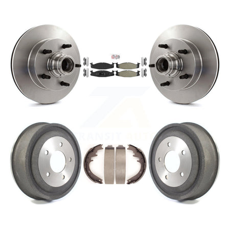 Front Rear Brake Rotors Semi-Metallic Pad & Drum Kit For Ford E-150 Econoline 2-Wheel ABS K8A-105385