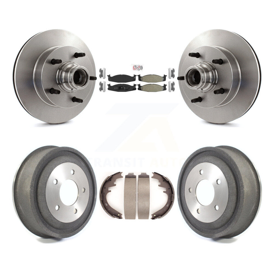 Front Rear Brake Rotors Semi-Metallic Pad & Drum Kit For Ford E-150 Econoline 2-Wheel ABS K8A-105385