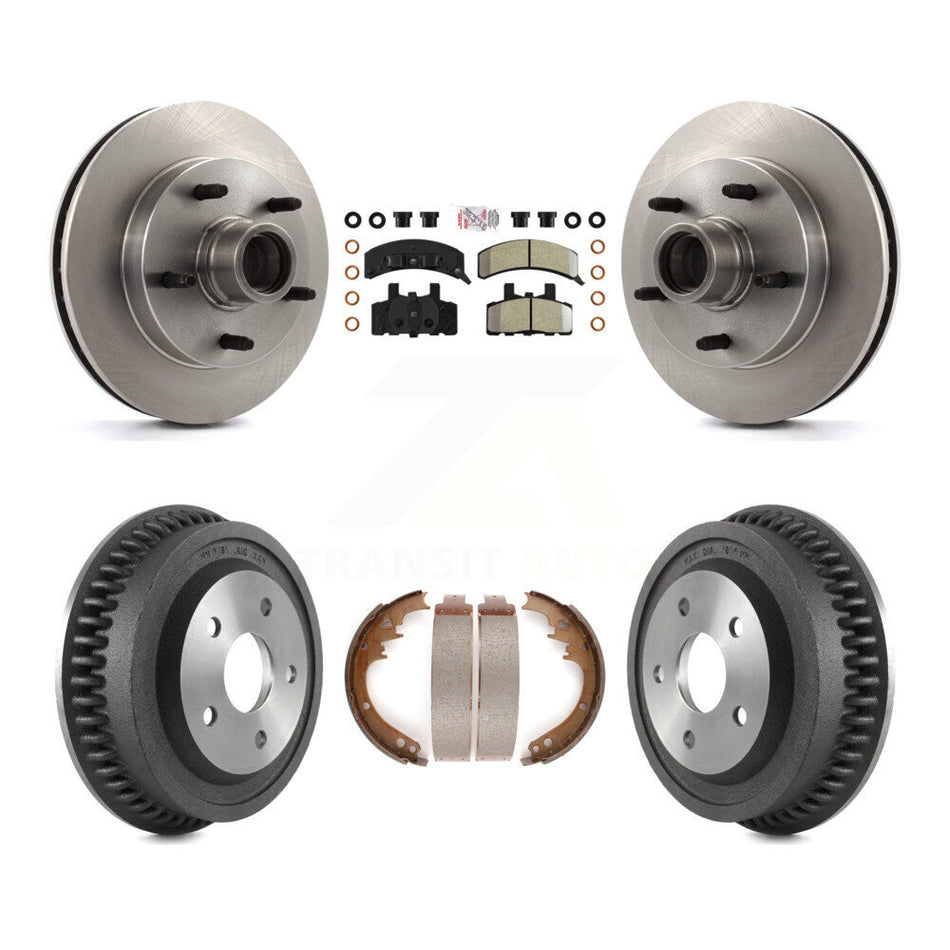 Front Rear Disc Brake Rotor Semi-Metallic Pad & Drum Kit For 1994-1999 Dodge Ram 1500 RWD K8A-105387