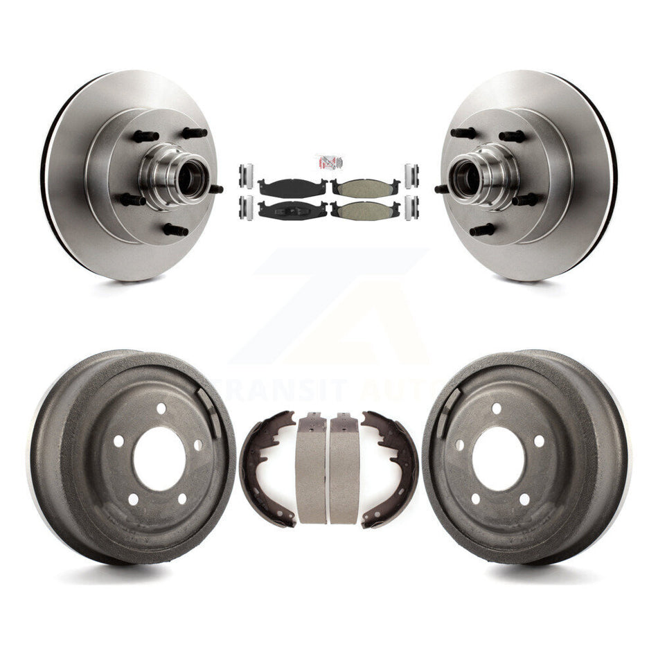 Front Rear Brake Rotor Hub Semi-Metallic Pad Drum Kit For Ford E-150 Econoline Club Wagon K8A-105390