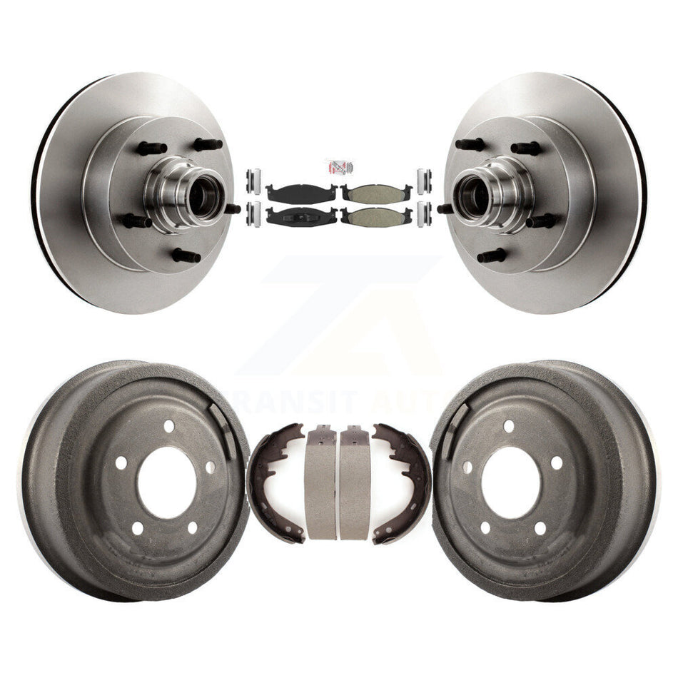 Front Rear Brake Rotor Hub Semi-Metallic Pad Drum Kit For Ford E-150 Econoline Club Wagon K8A-105390