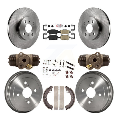 Front Rear Disc Brake Rotors Ceramic Pads And Drum Kit (9Pc) For 2001-2005 Toyota Echo K8A-105407