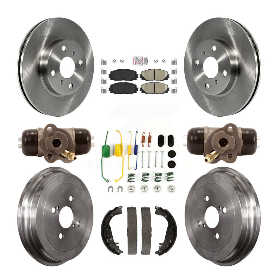 Front Rear Disc Brake Rotors Ceramic Pads And Drum Kit (9Pc) For Toyota Yaris K8A-105409