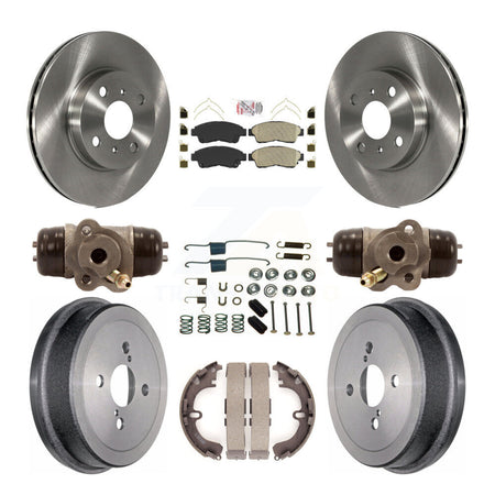 Front Rear Brake Rotors Ceramic Pad Drum Kit (9Pc) For 1993-1997 Toyota Corolla Geo Prizm K8A-105423