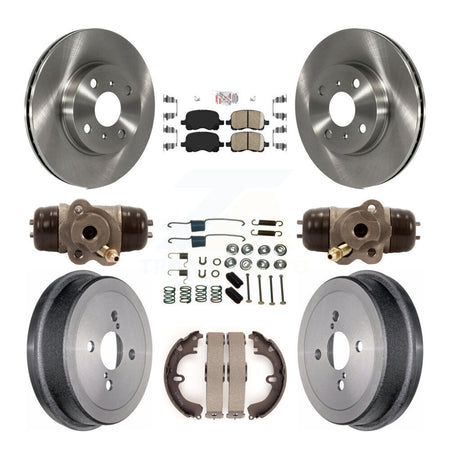 Front Rear Disc Brake Rotors Ceramic Pads And Drum Kit (9Pc) For Toyota Corolla Non-ABS K8A-105424