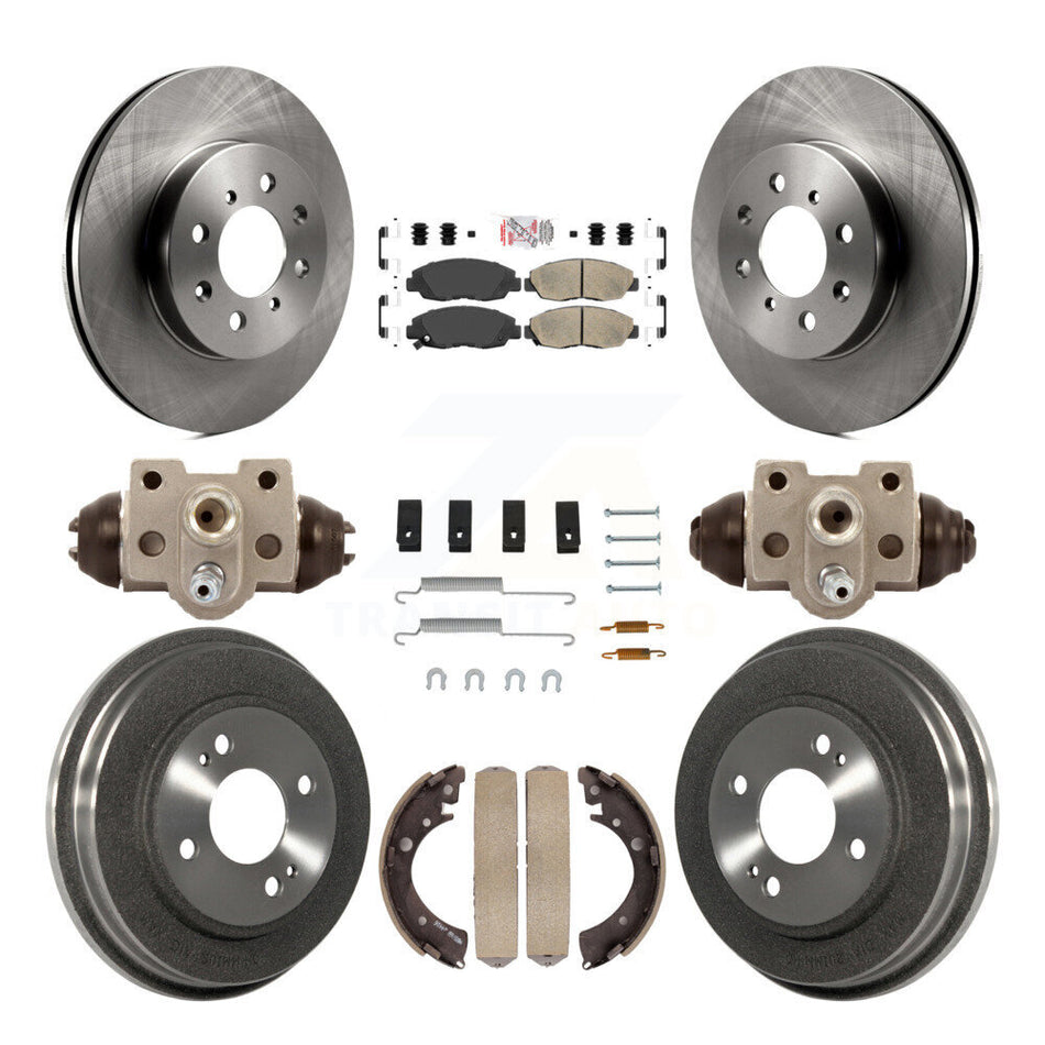 Front Rear Disc Brake Rotors Ceramic Pads And Drum Kit (9Pc) For Honda Civic K8A-105443