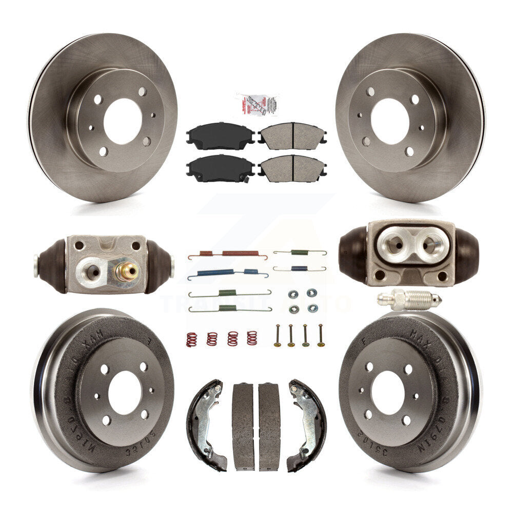 Front Rear Disc Brake Rotor Semi-Metallic Pad Drum Kit (9Pc) For 2003-2005 Hyundai Accent K8A-105454
