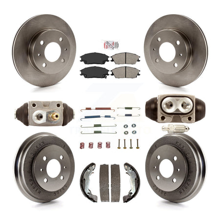 Front Rear Disc Brake Rotor Semi-Metallic Pad Drum Kit (9Pc) For 2003-2005 Hyundai Accent K8A-105454