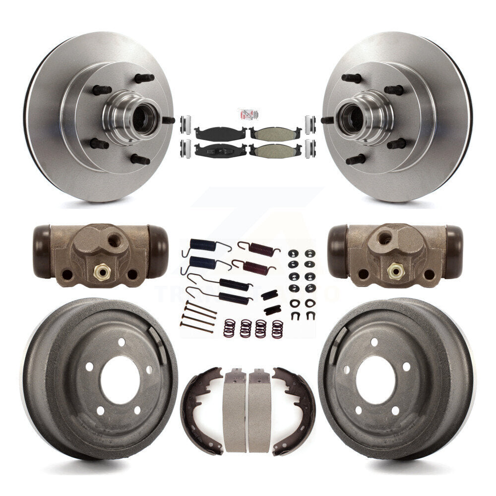 Front Rear Brake Rotors Semi-Metallic Pad & Drum Kit (9Pc) For Ford F-150 E-150 Econoline K8A-105459