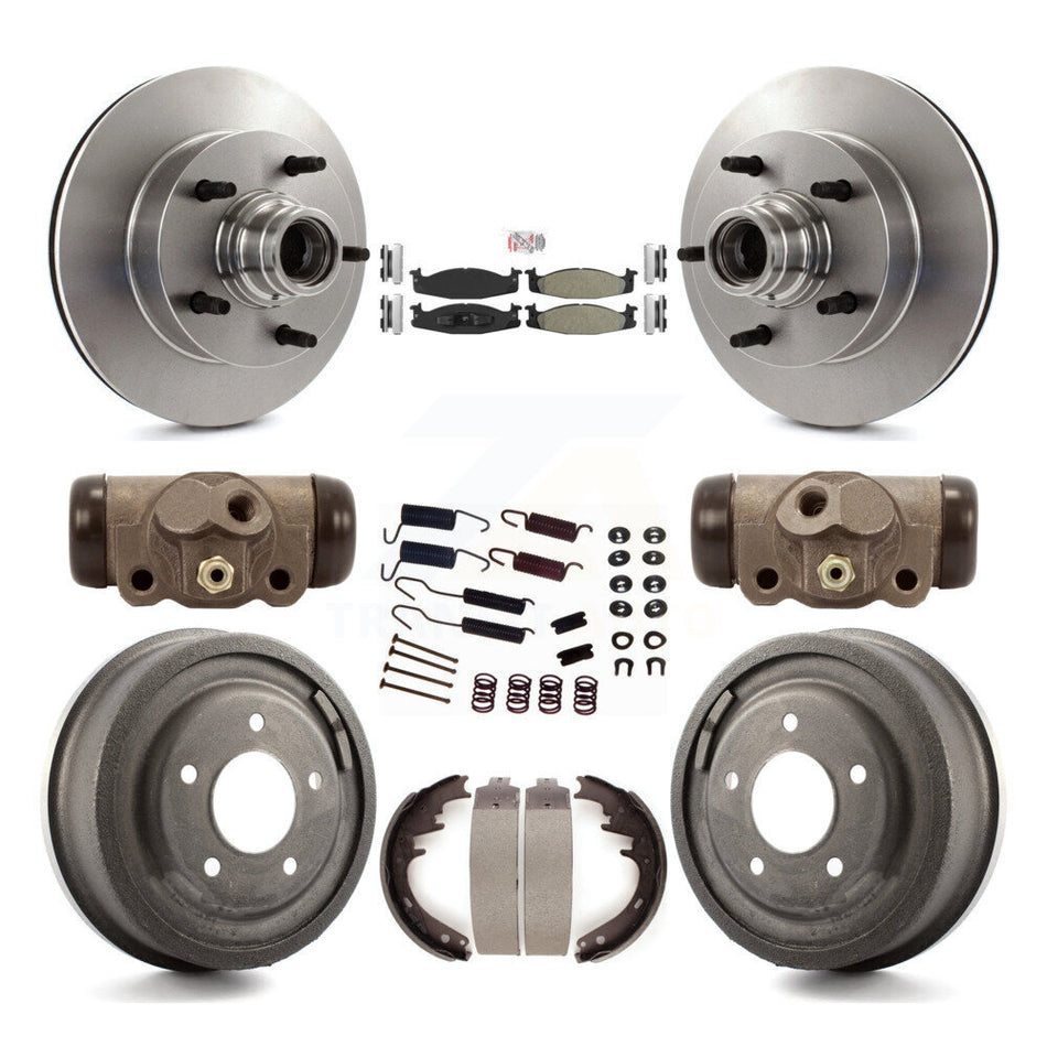 Front Rear Brake Rotors Semi-Metallic Pad & Drum Kit (9Pc) For Ford F-150 E-150 Econoline K8A-105459