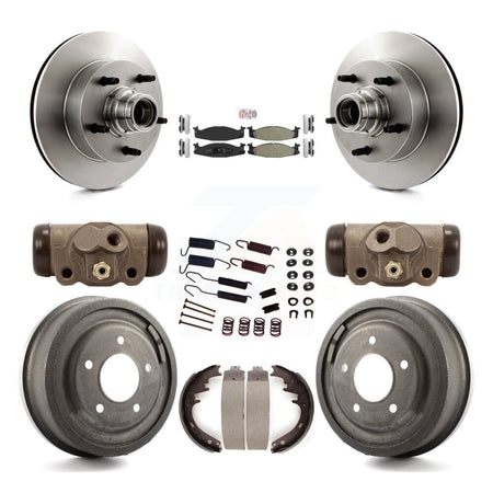 Front Rear Brake Rotor Semi-Metallic Pad And Drum Kit (9Pc) For Ford E-150 Econoline Club K8A-105460
