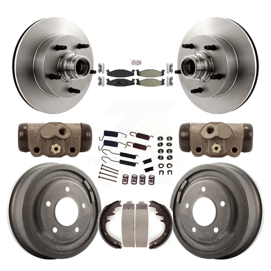 Front Rear Brake Rotor Semi-Metallic Pad And Drum Kit (9Pc) For Ford E-150 Econoline Club K8A-105460