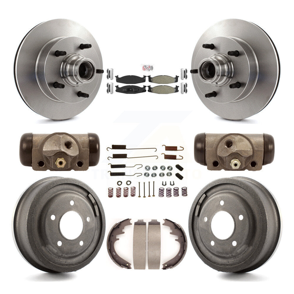 Front Rear Disc Brake Rotor Semi-Metallic Pad And Drum Kit (9Pc) For Ford E-150 Econoline K8A-105461