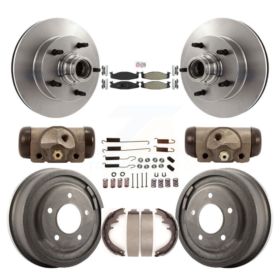 Front Rear Disc Brake Rotor Semi-Metallic Pad And Drum Kit (9Pc) For Ford E-150 Econoline K8A-105461