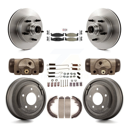 Front Rear Brake Rotor Semi-Metallic Pad And Drum Kit (9Pc) For Ford E-150 Econoline Club K8A-105462