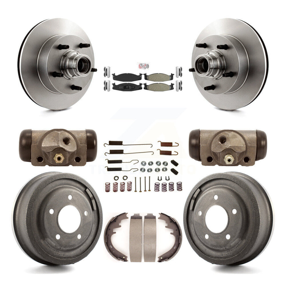 Front Rear Brake Rotor Semi-Metallic Pad And Drum Kit (9Pc) For Ford E-150 Econoline Club K8A-105462