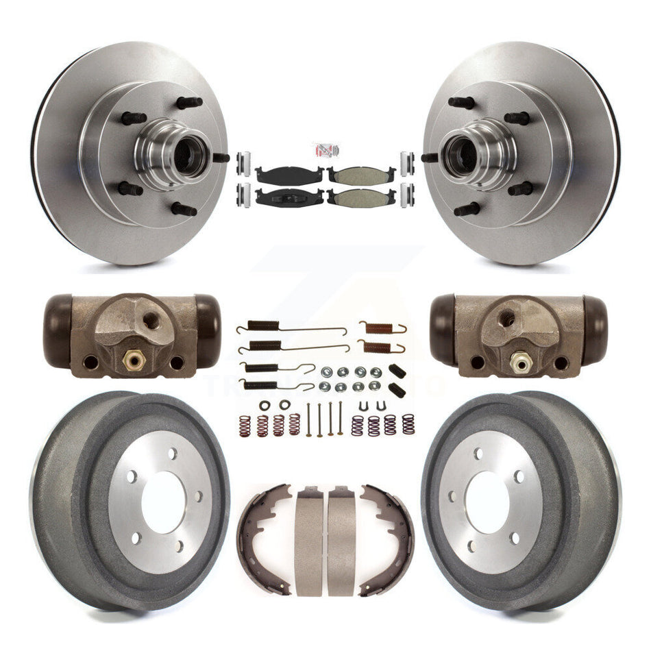 Front Rear Disc Brake Rotor Semi-Metallic Pad And Drum Kit (9Pc) For Ford E-150 Econoline K8A-105463