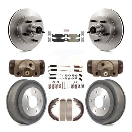 Front Rear Brake Rotor Semi-Metallic Pad And Drum Kit (9Pc) For Ford E-150 Econoline Club K8A-105464