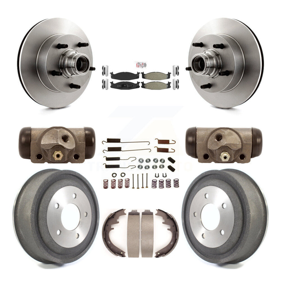 Front Rear Brake Rotor Semi-Metallic Pad And Drum Kit (9Pc) For Ford E-150 Econoline Club K8A-105464