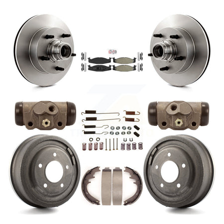 Front Rear Brake Rotor Semi-Metallic Pad And Drum Kit (9Pc) For Ford E-150 Econoline Club K8A-105466