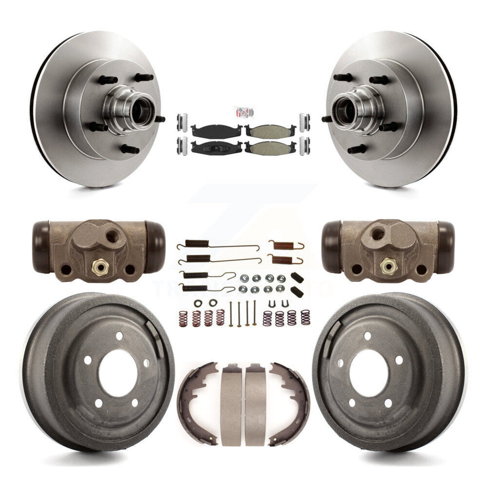 Front Rear Brake Rotor Semi-Metallic Pad And Drum Kit (9Pc) For Ford E-150 Econoline Club K8A-105466
