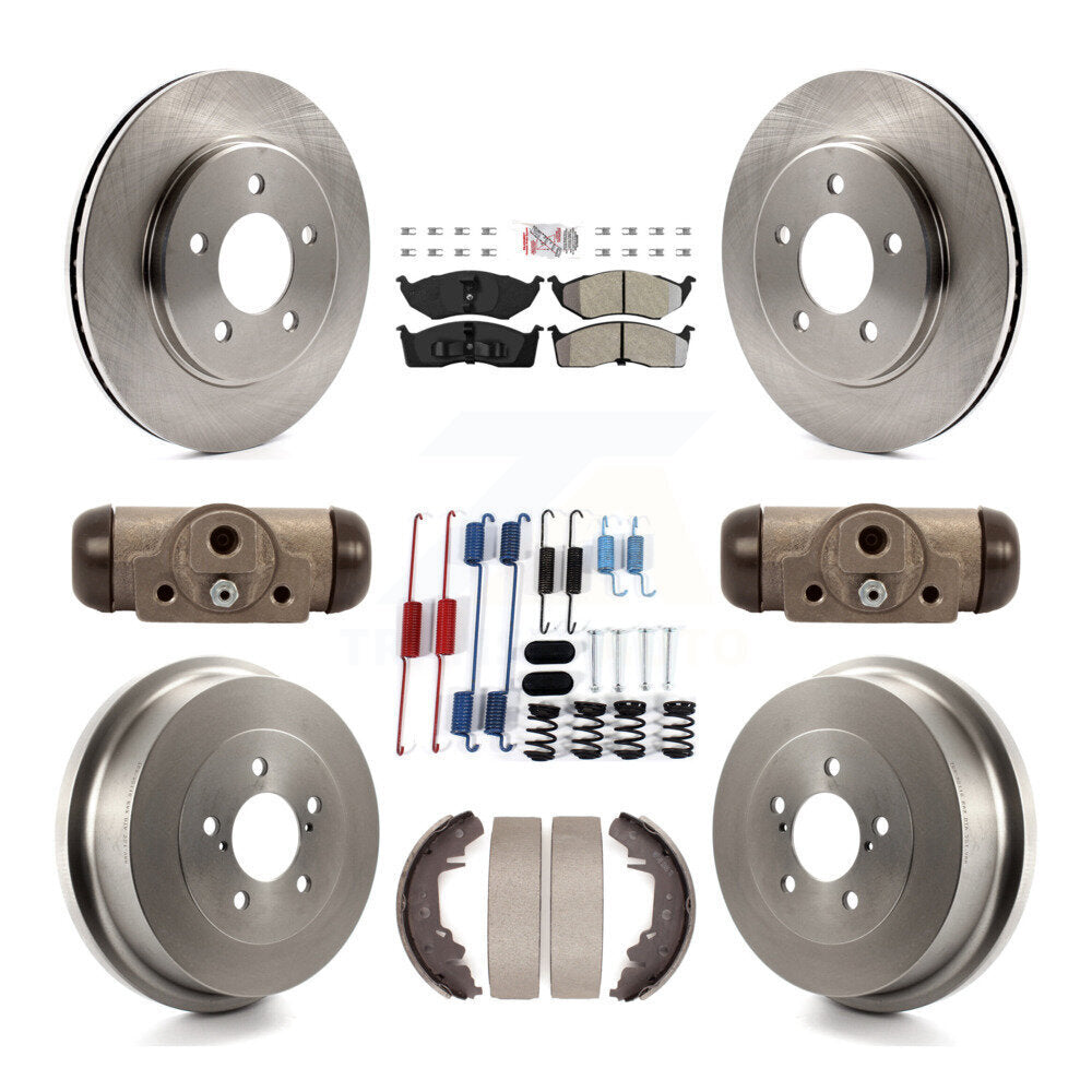 Front Rear Brake Rotors Semi-Metallic Pad Drum Kit (9Pc) For Dodge Caravan Grand Chrysler K8A-105473