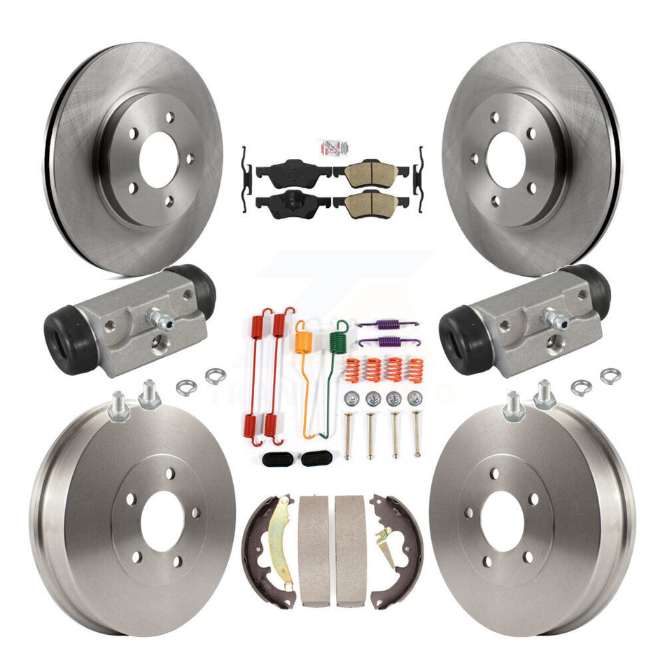 Front Rear Disc Brake Rotors Ceramic Pad & Drum Kit (9Pc) For Ford Escape Mercury Mariner K8A-105482