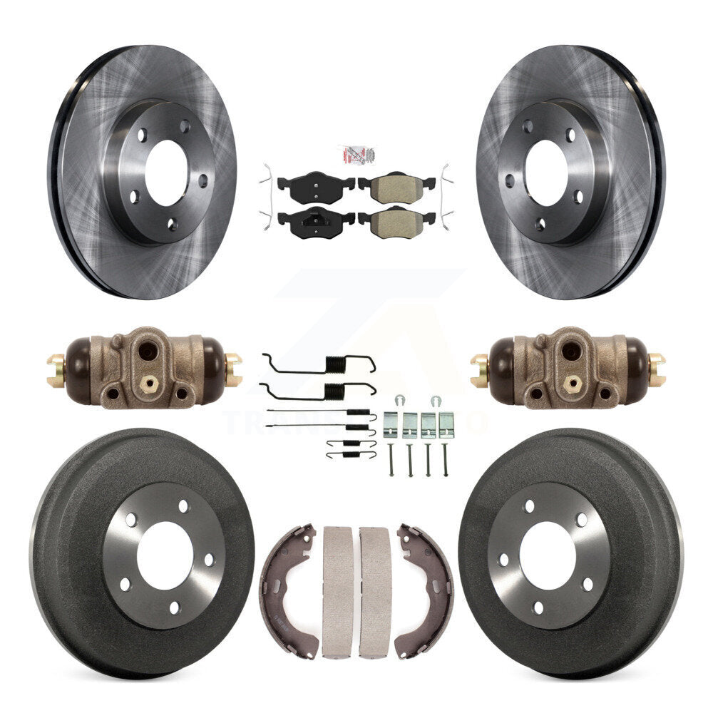 Front Rear Brake Rotor Semi-Metallic Pad And Drum Kit (9Pc) For Ford Escape Mazda Tribute K8A-105487