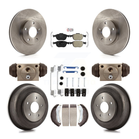 Front Rear Brake Rotors Semi-Metallic Pad & Drum Kit (9Pc) For 10-13 Ford Transit Connect K8A-105491