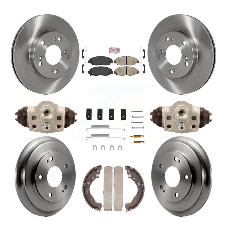 Front Rear Disc Brake Rotors Ceramic Pads And Drum Kit (9Pc) For Honda Civic K8A-105516