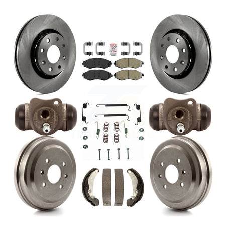 Front Rear Brake Rotors Semi-Metallic Pad Drum Kit (9Pc) For Chevrolet Aveo Pontiac Aveo5 K8A-105527