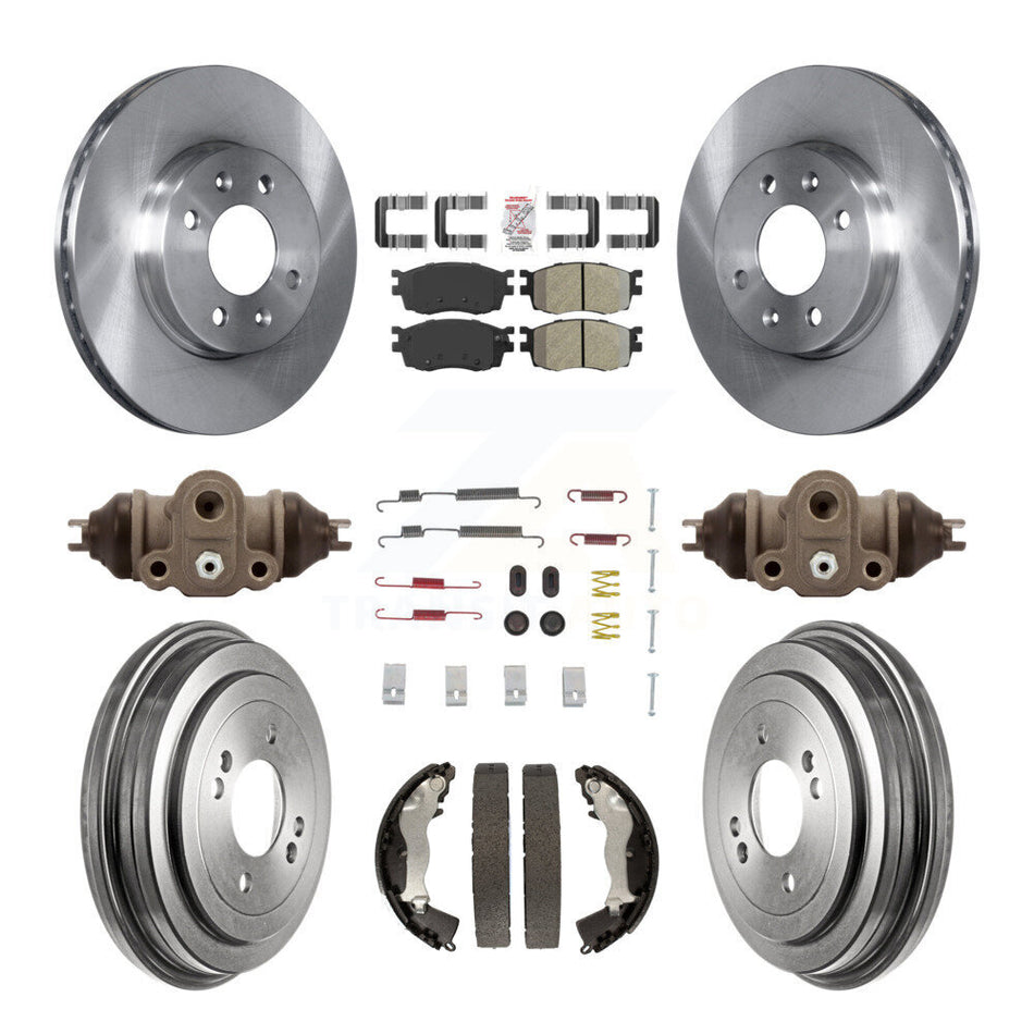 Front Rear Brake Rotor Semi-Metallic Pad & Drum Kit (9Pc) For Hyundai Accent Kia Rio Rio5 K8A-105547