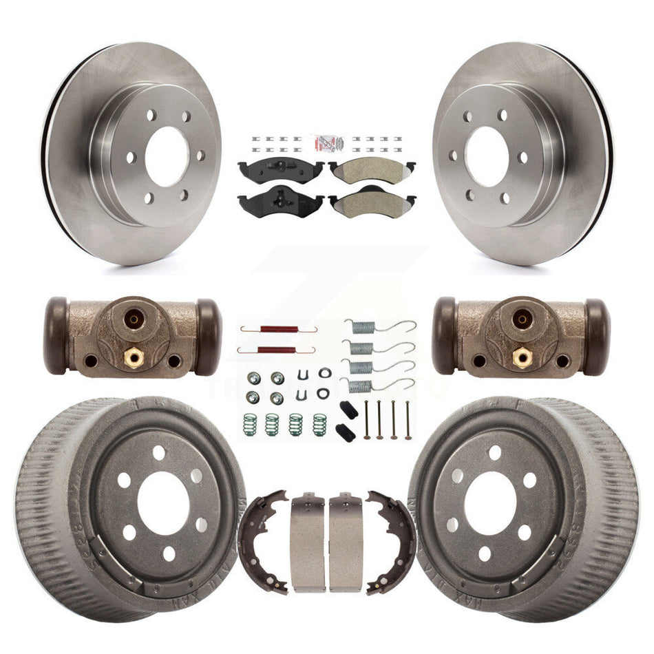 Front Rear Disc Brake Rotors Semi-Metallic Pads And Drum Kit (9Pc) For Dodge Dakota K8A-105559