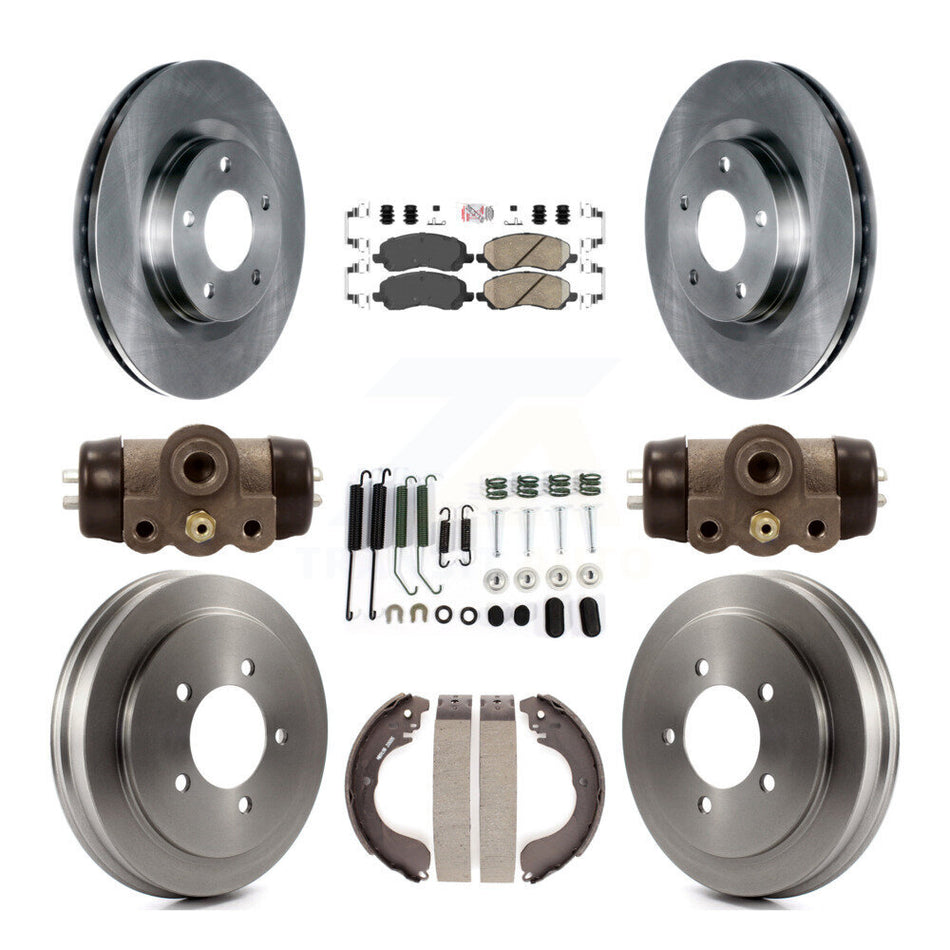 Front Rear Brake Rotors Ceramic Pad Drum Kit (9Pc) For Jeep Patriot Compass Dodge Caliber K8A-105562