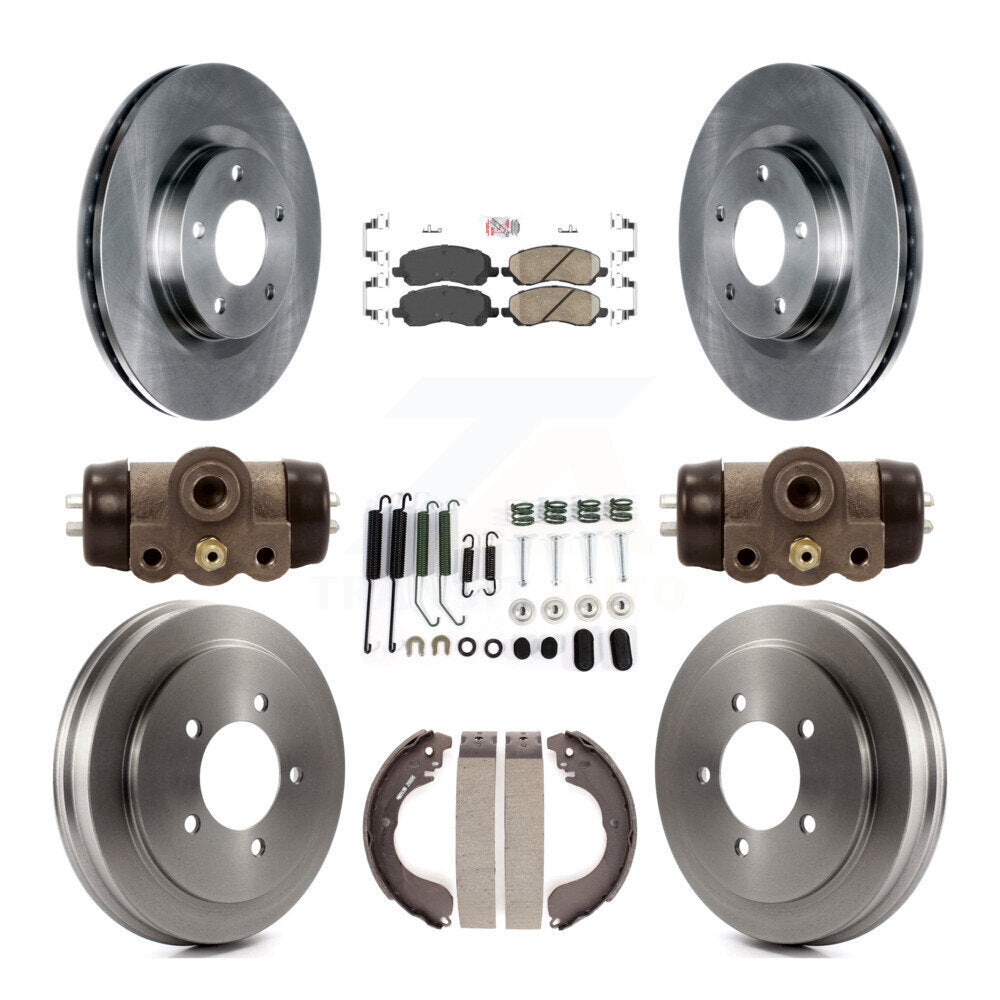 Front Rear Brake Rotors Ceramic Pad Drum Kit (9Pc) For Jeep Patriot Compass Dodge Caliber K8A-105564