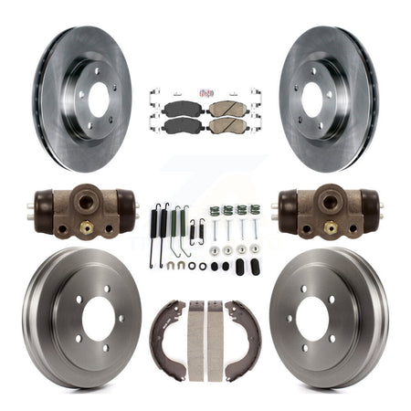 Front Rear Brake Rotors Ceramic Pad Drum Kit (9Pc) For Jeep Patriot Compass Dodge Caliber K8A-105564