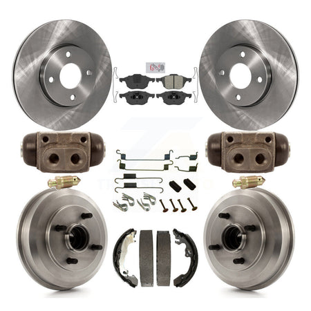 Front Rear Disc Brake Rotors Semi-Metallic Pads And Drum Kit (9Pc) For Ford Focus K8A-105581
