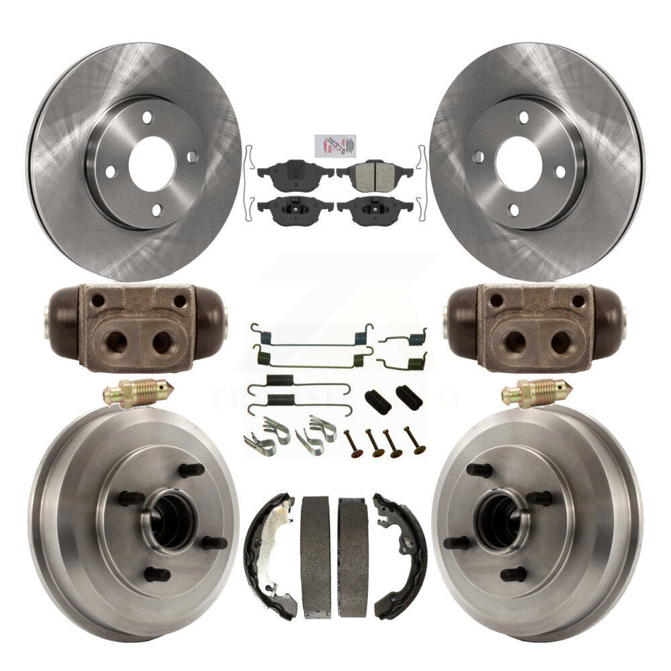 Front Rear Disc Brake Rotors Semi-Metallic Pads And Drum Kit (9Pc) For Ford Focus K8A-105581