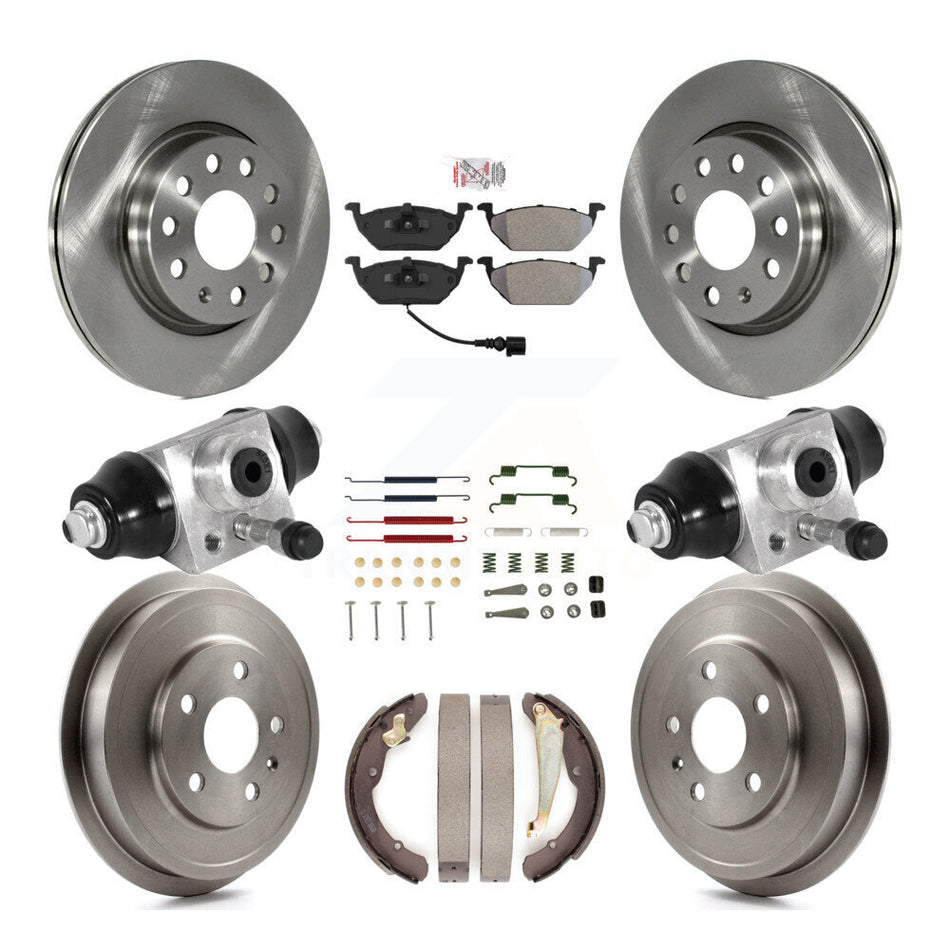 Front Rear Disc Brake Rotors Semi-Metallic Pads And Drum Kit (9Pc) For Volkswagen Jetta K8A-105585