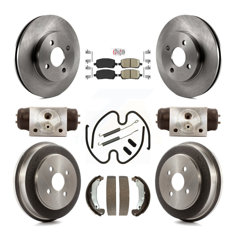 Front Rear Brake Rotor Ceramic Pad And Drum Kit (9Pc) For 2003 Saturn Ion To VIN 3Z100143 K8A-105598