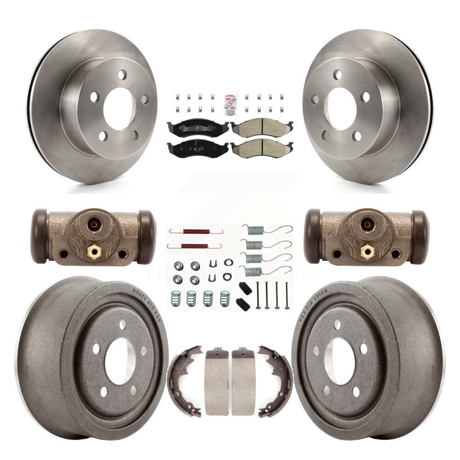 Front Rear Disc Brake Rotors Semi-Metallic Pads And Drum Kit (9Pc) For Jeep Wrangler TJ K8A-105603