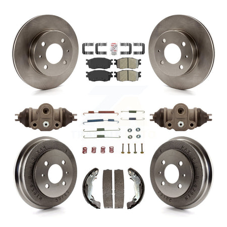 Front Rear Brake Rotor Semi-Metallic Pad Drum Kit (9Pc) For 2006 Hyundai Accent Hatchback K8A-105607
