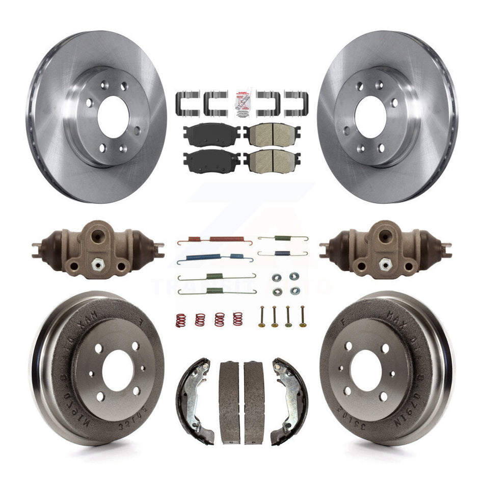 Front Rear Brake Rotor Semi-Metallic Pad Drum Kit (9Pc) For 06 Hyundai Accent To 09 30 05 K8A-105608