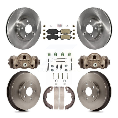 Front Rear Brake Rotor Ceramic Pad & Drum Kit (9Pc) For 98-02 Subaru Forester 4-Wheel ABS K8A-105611
