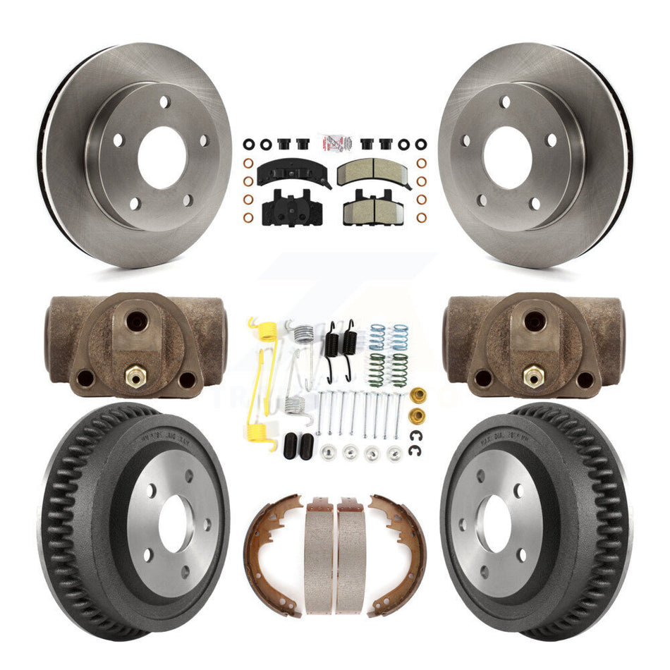Front Rear Brake Rotors Semi-Metallic Pad Drum Kit (9Pc) For 1994-1999 Dodge Ram 1500 4WD K8A-105649