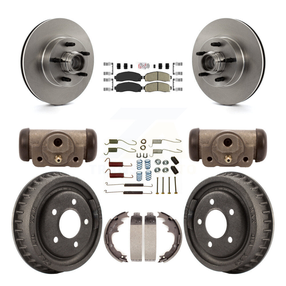 Front Rear Brake Rotor Ceramic Pad & Drum Kit (9Pc) For Ford Ranger With 9" Diameter K8A-105652