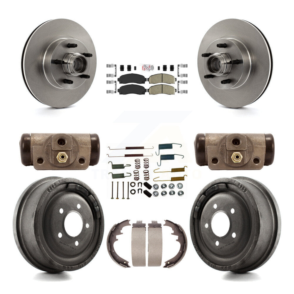 Front Rear Brake Rotors Ceramic Pad Drum Kit (9Pc) For Ford Ranger With 10" Diameter K8A-105654