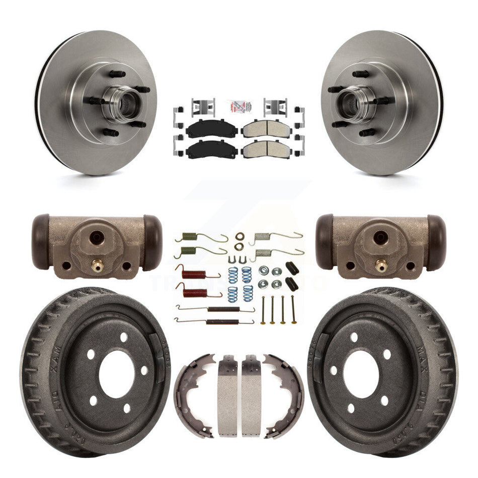 Front Rear Disc Brake Rotors Semi-Metallic Pads And Drum Kit (9Pc) For Ford Ranger K8A-105655
